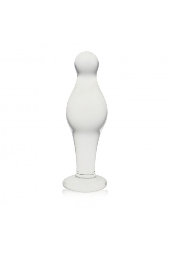 Biały opływowy szklany sex korek analny 11,5 cm