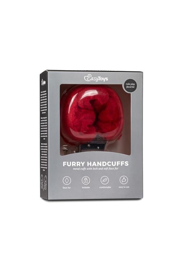 Kajdanki-furry handcuffs - red