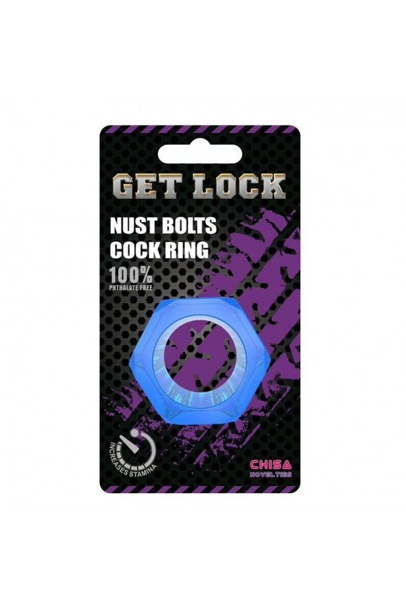 Pierścień erekcyjny ring Nust Bolts Cock Ring-Blue